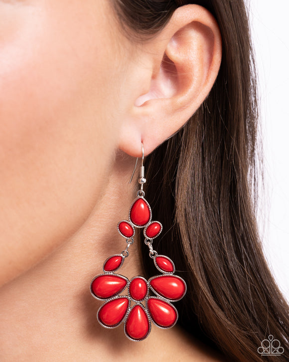 Colorfully Canopy - Red Earrings - Paparazzi Accessories