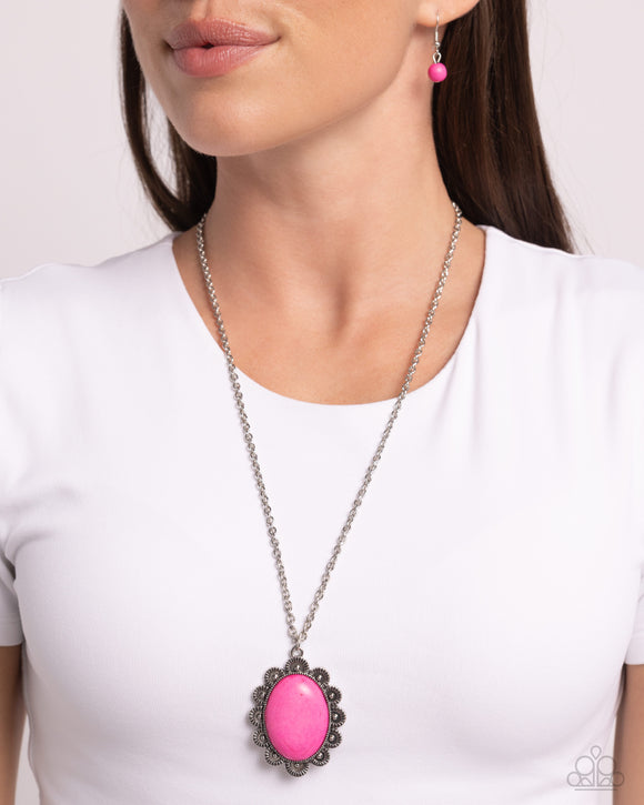 Daisy Dotted Deserts - Pink Necklace - Paparazzi Accessories