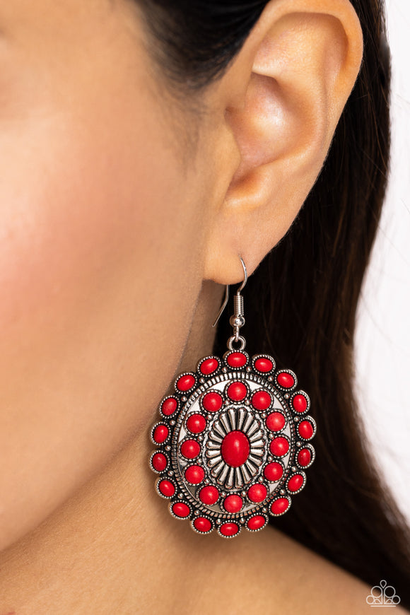 Bohemian Badlands - Red Earrings - Paparazzi Accessories