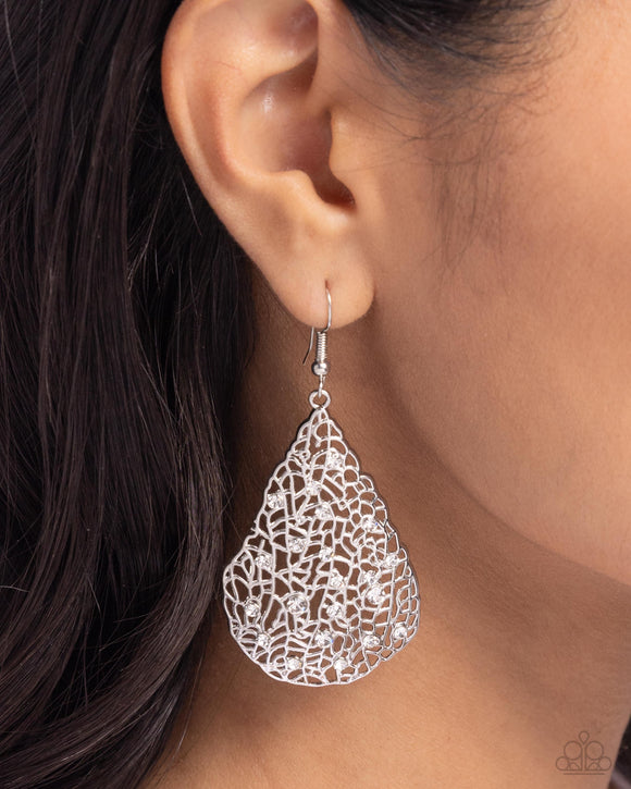 Stargazing Glamour - White Earrings - Paparazzi Accessories