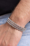 Pit Crew - Silver Mens Bracelet - Paparazzi Accessories