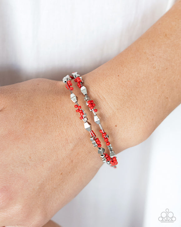 Elite Explorer - Red Bracelet - Paparazzi Accessories
