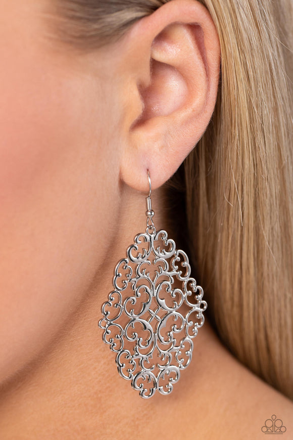Contemporary Courtyards - Silver Earrings - Paparazzi Accessories