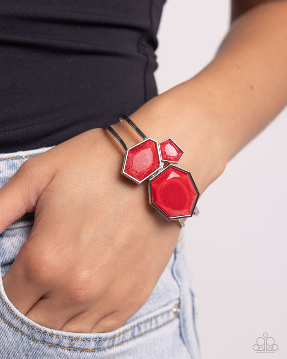 Tourist TRAPEZOID - Red Bracelet - Paparazzi Accessories