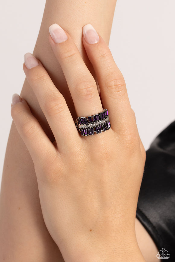 Staggering Stacks - Purple Ring - Paparazzi Accessories