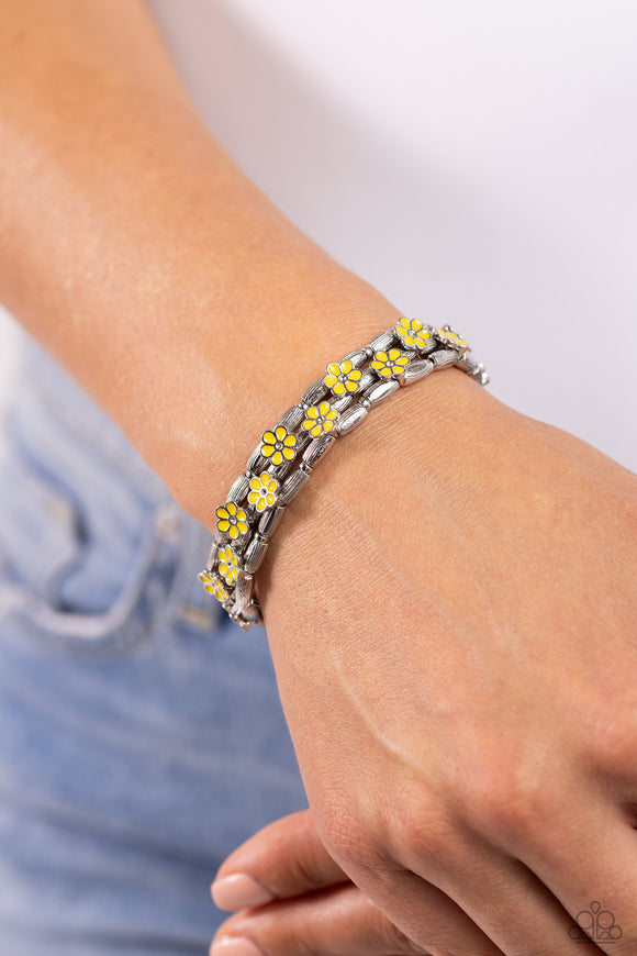 Scattered Springtime - Yellow Bracelet - Paparazzi Accessories