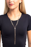 Synchronized SHIMMER - Gold Necklace - Paparazzi Accessories