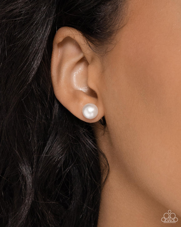 June Breathtaking Birthstone - White Post Earrings - Paparazzi Accessories