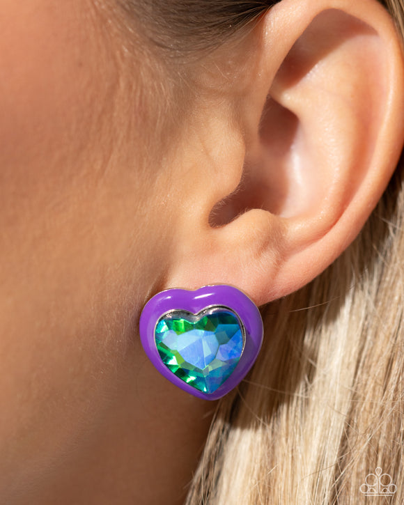 Heartfelt Haute - Purple Post Earrings - Paparazzi Accessories