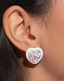 Heartfelt Haute - White Post Earrings - Paparazzi Accessories