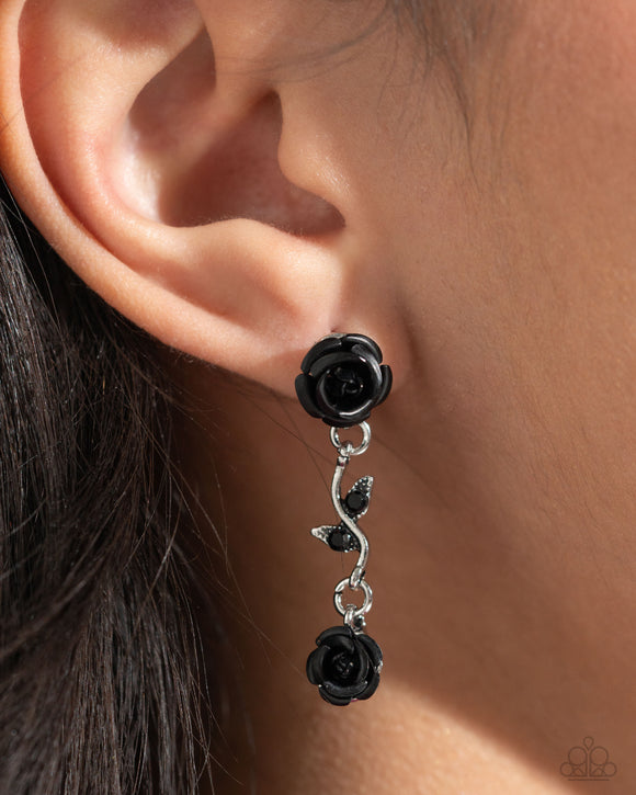 Led by the ROSE - Black Post Earrings - Paparazzi Accessories