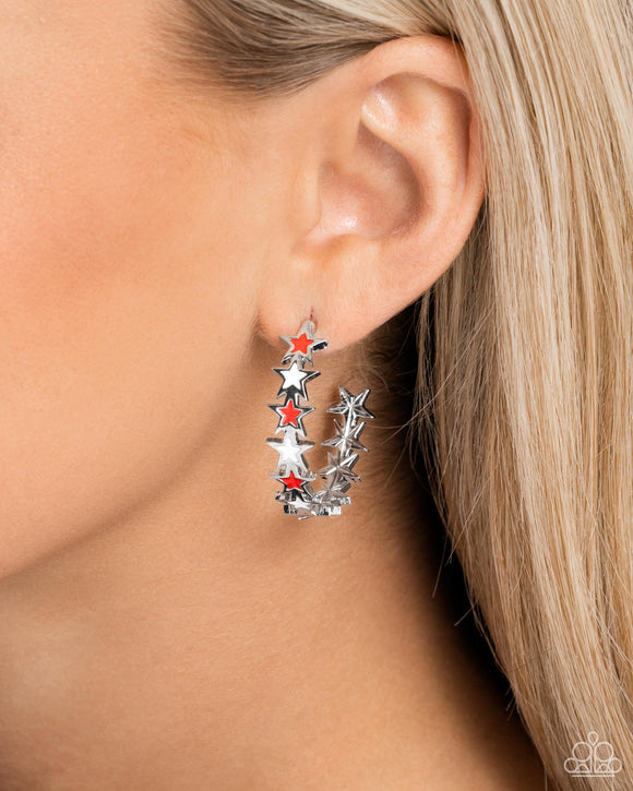 Star Spangled Statement - Red Hoop Earrings - Paparazzi Accessories