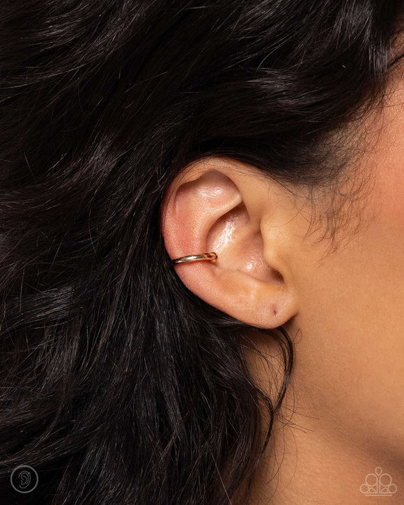 Barbell Beauty - Gold Cuff Earrings - Paparazzi Accessories