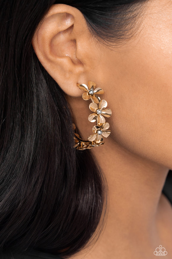 Floral Flamenco - Gold Earrings - Paparazzi Accessories