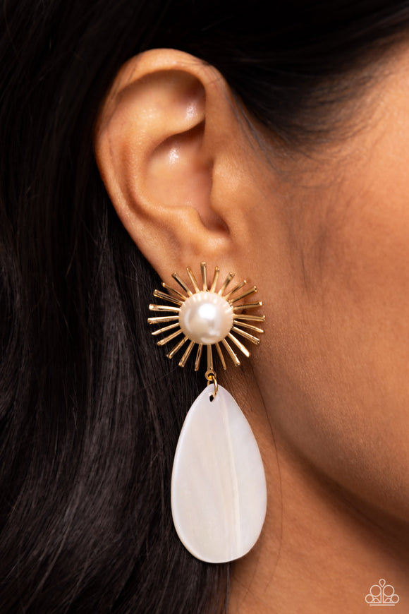 Sunburst Sophistication - Gold Post Earrings - Paparazzi Accessories