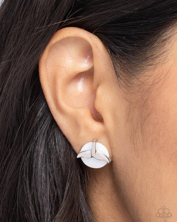 Mermaidcore - White Post Earrings - Paparazzi Accessories