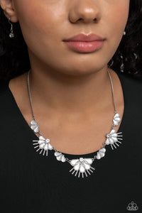 Fluttering Fan - White Necklace - Paparazzi Accessories