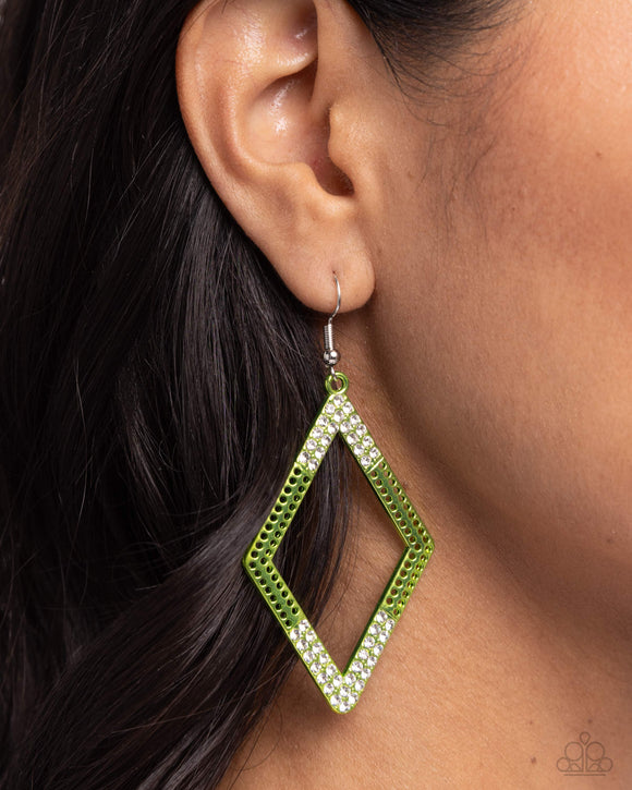 Eloquently Edgy - Green Earrings - Paparazzi Accessories