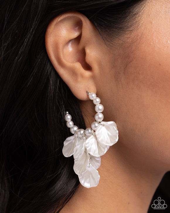 Frilly Feature - White Earrings - Paparazzi Accessories