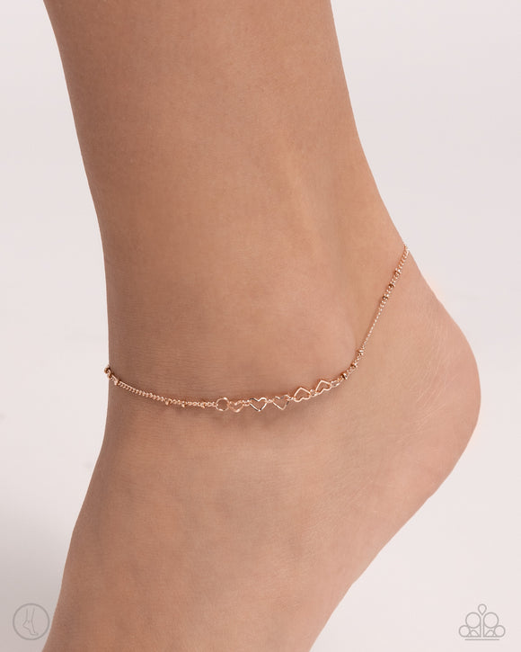 Satellite Shimmer - Rose Gold Anklet - Paparazzi Accessories