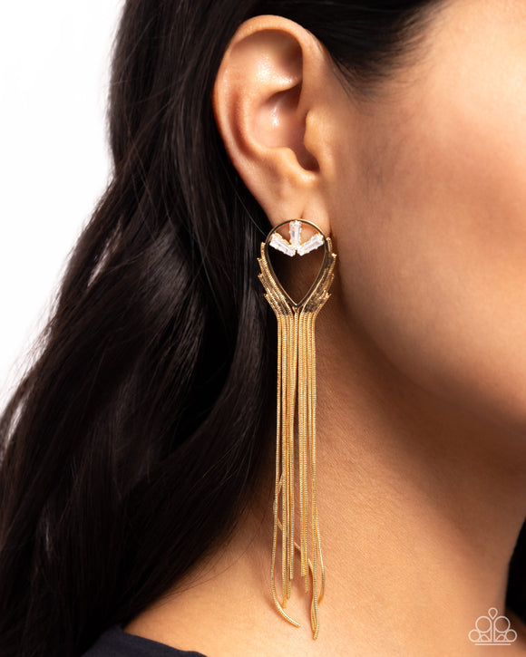 Elongated Effervescence - Gold Post Earrings - Paparazzi Accessories