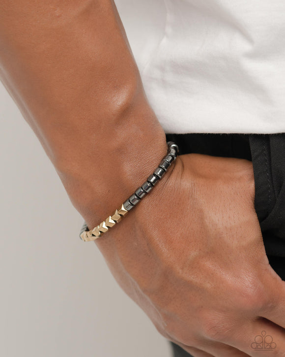 Cubed Cache - Black Mens Bracelet - Paparazzi Accessories