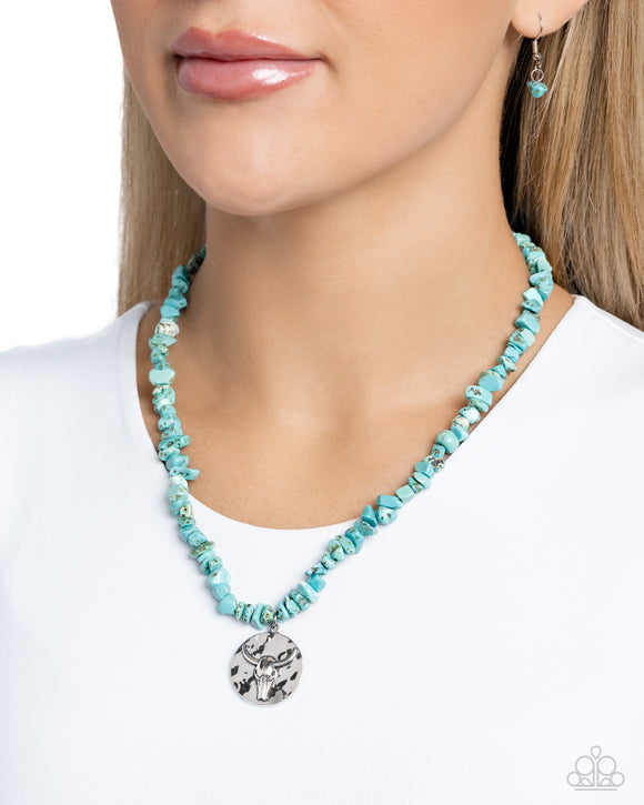 Longhorn Leader - Blue Necklace - Paparazzi Accessories
