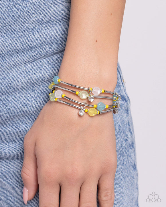 Scattered Sheen - Yellow Bracelet - Paparazzi Accessories