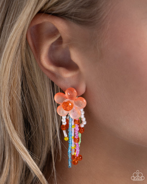 Japanese Blossoms - Orange Post Earrings - Paparazzi Accessories