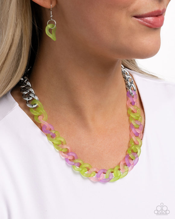 Rainbow Ragtime - Green Necklace - Paparazzi Accessories