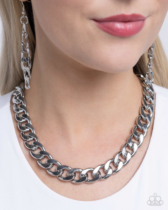 Action CURB - Silver Necklace - Paparazzi Accessories