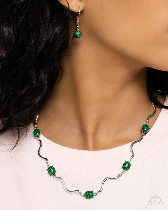 Striped Season - Green Necklace - Paparazzi Accessories