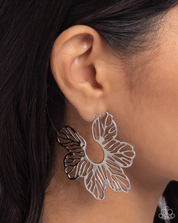 Floral Fame - Silver Earrings - Paparazzi Accessories