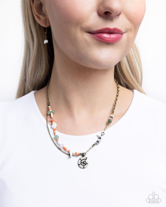 Spiraling Seafloor - Brass Necklace - Paparazzi Accessories