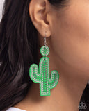 Cactus Cameo - Green Earrings - Paparazzi Accessories