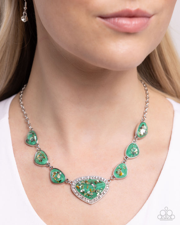 Discreet Dazzle - Green Necklace - Paparazzi Accessories