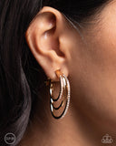 Triad Trek - Gold Clip-On Earrings - Paparazzi Accessories