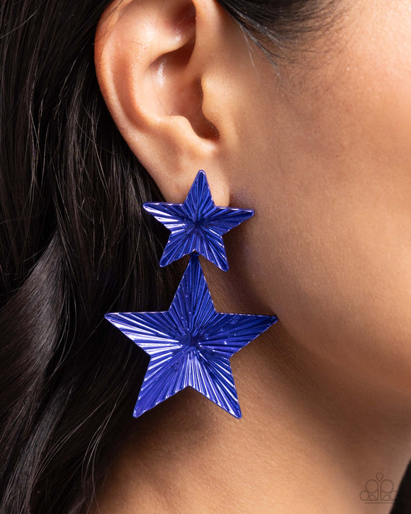 Patriotic Promise - Blue Post Earrings - Paparazzi Accessories