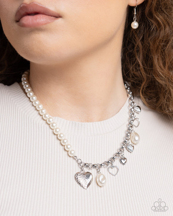 Charming Competitor - White Necklace - Paparazzi Accessories