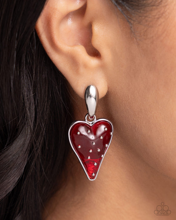 Glossy Goodwill - Red Post Earrings - Paparazzi Accessories