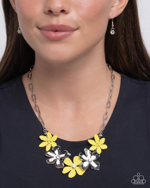 Mythically Metallic - Yellow Necklace - Paparazzi Accessories