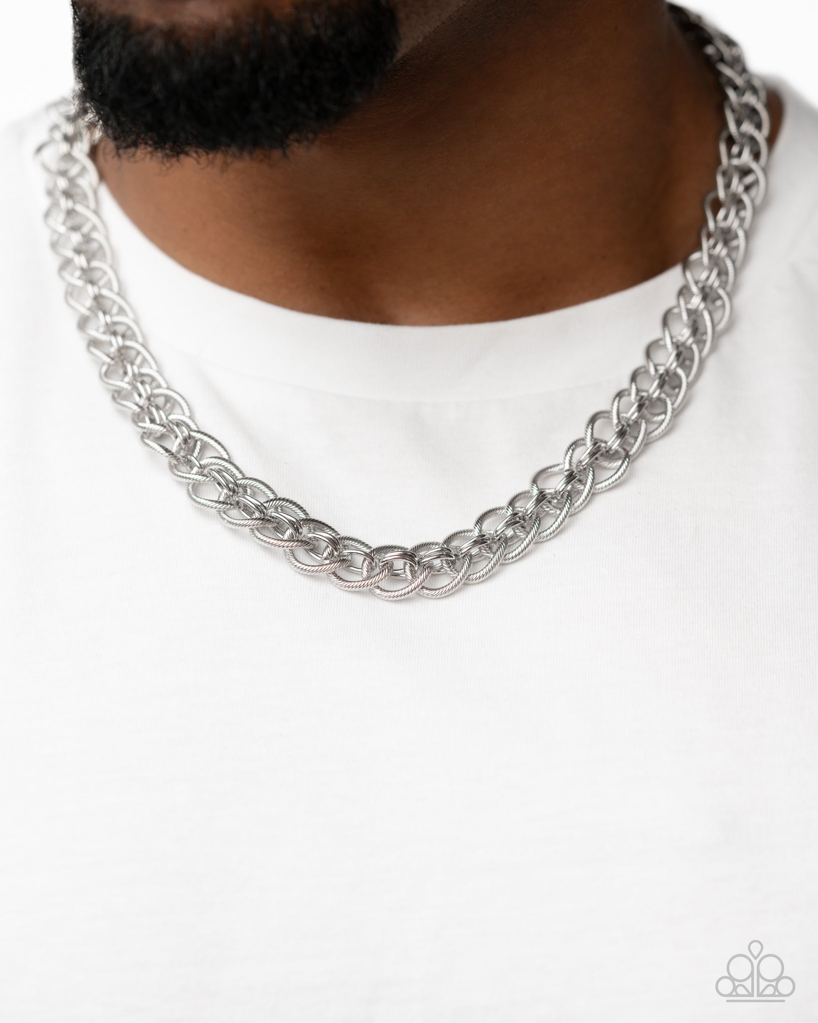 Coiled Conviction Silver Mens Necklace Paparazzi Accessories