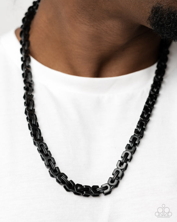 Welded Work - Black Mens Necklace - Paparazzi Accessories