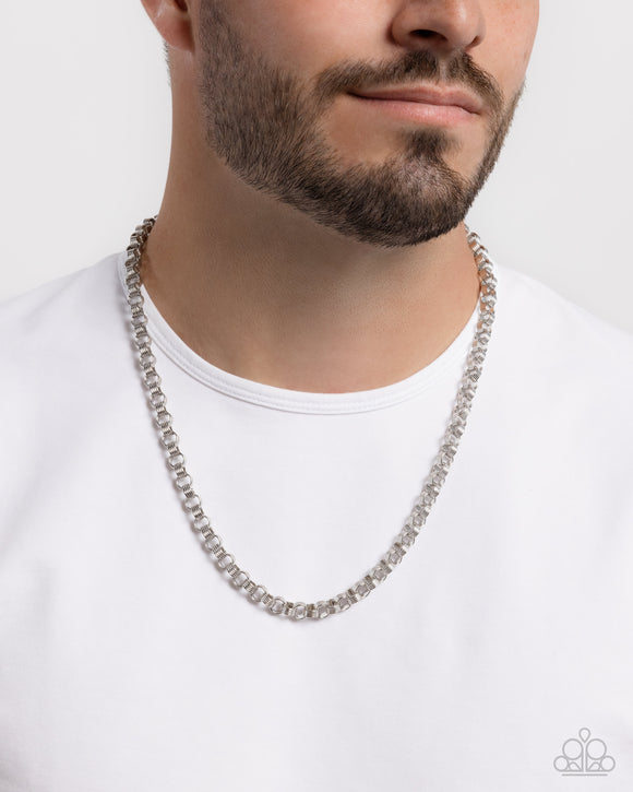 Linked Lounge - Silver Mens Necklace - Paparazzi Accessories