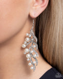 Flourishing Fancy - White Earrings - Paparazzi Accessories