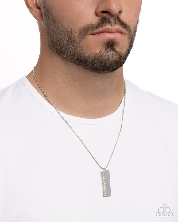 Stare Down - White Mens Necklace - Paparazzi Accessories