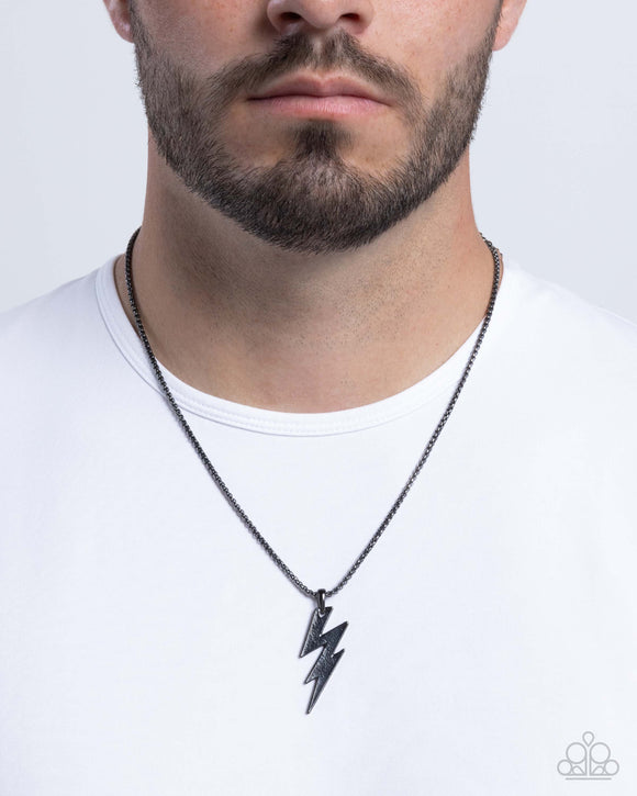 Electric Encore - Black Mens Necklace - Paparazzi Accessories