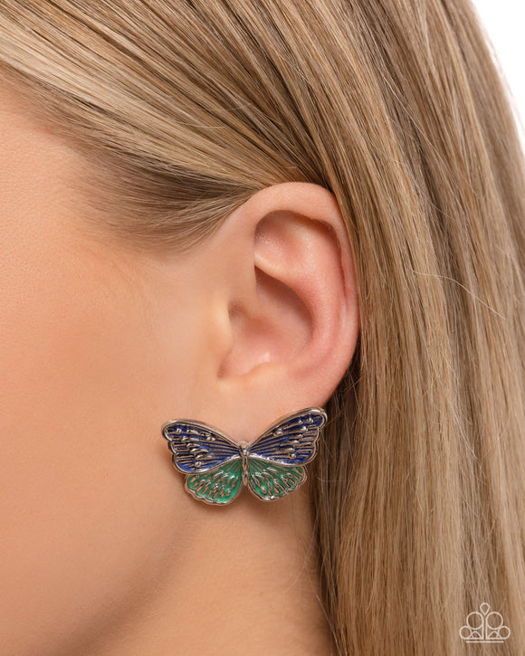 Aerial Appreciation - Blue Post Earrings - Paparazzi Accessories