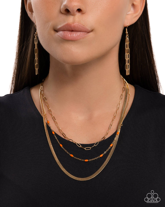 Mismatched Magic - Orange Necklace - Paparazzi Accessories