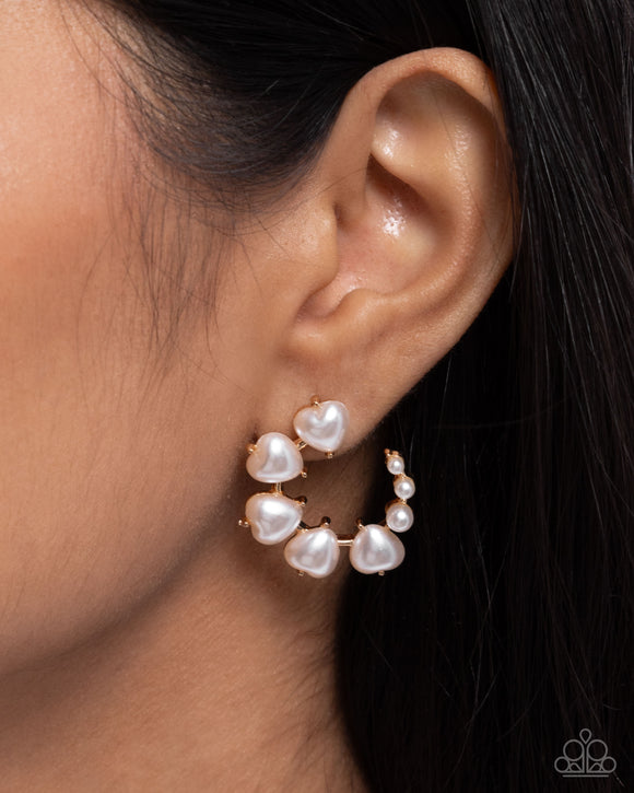 Castle Courting - Gold Post Earrings - Paparazzi Accessories